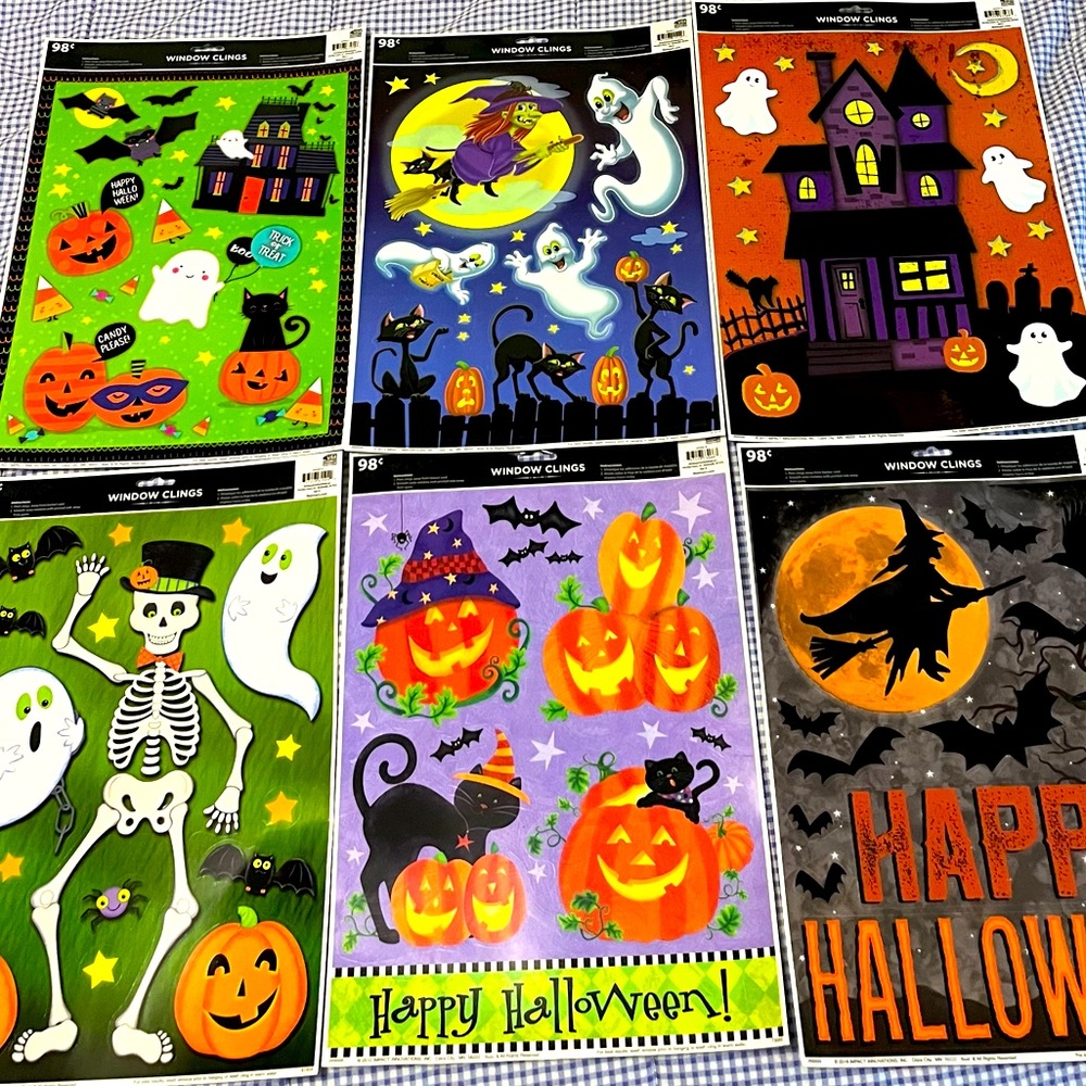 COPY - Walmart.com Halloween Window Clings Colorful 6 Panels each panel 16" x 1…